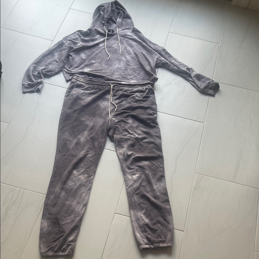 AQUA Heathered Gray Hoodie jogger set